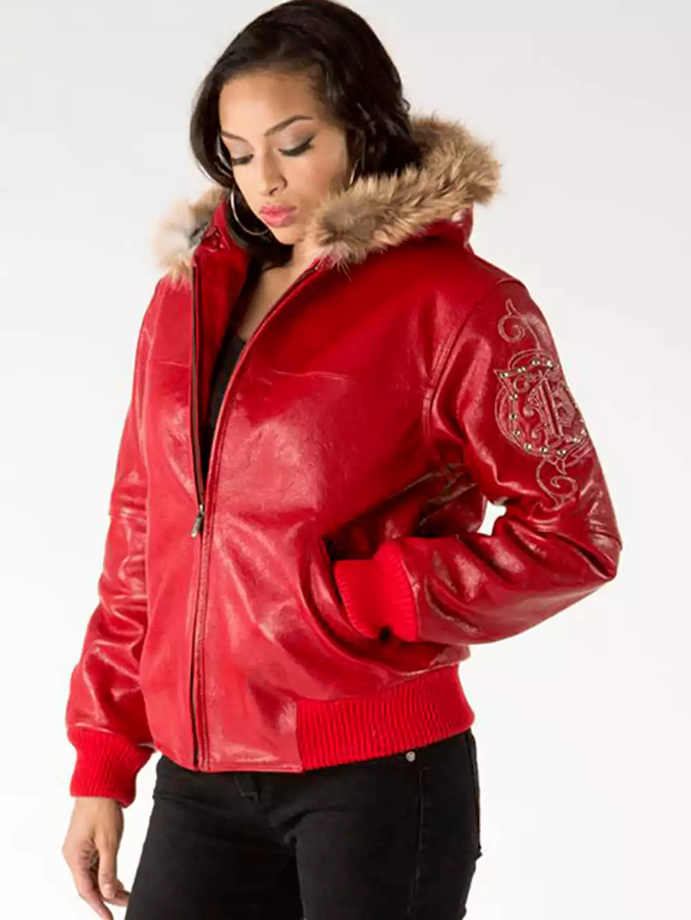 Pelle-Pelle-Fur-Hood-Red-Women-Leather-Jacket.webp