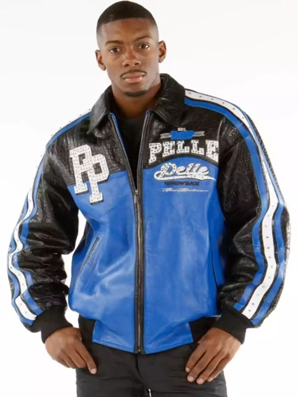 Throwback Pelle Pelle MB Men Blue Leather Jacket