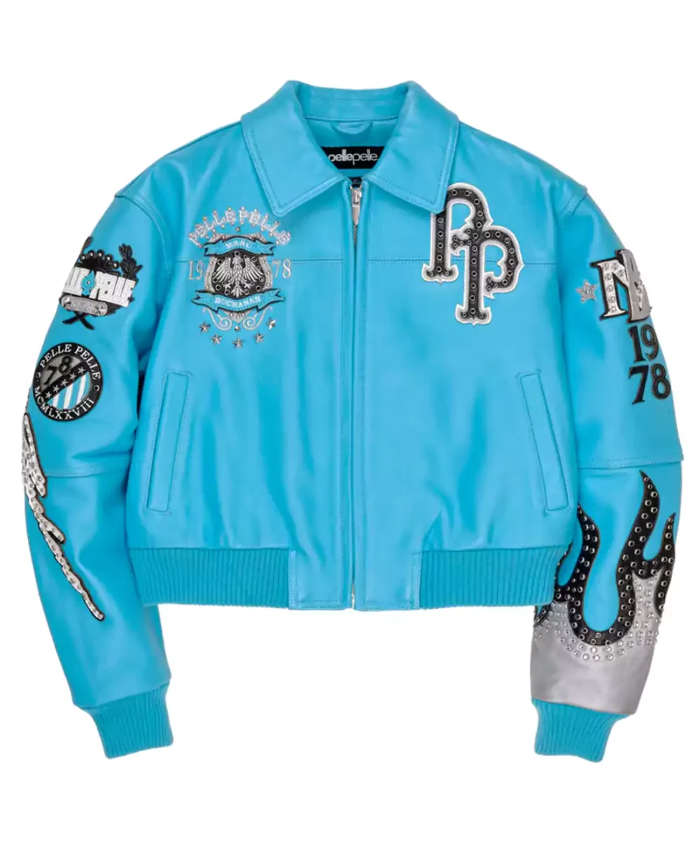 World-Famous-Pelle-Pelle-Womens-Teal-Leather-Jacket.webp
