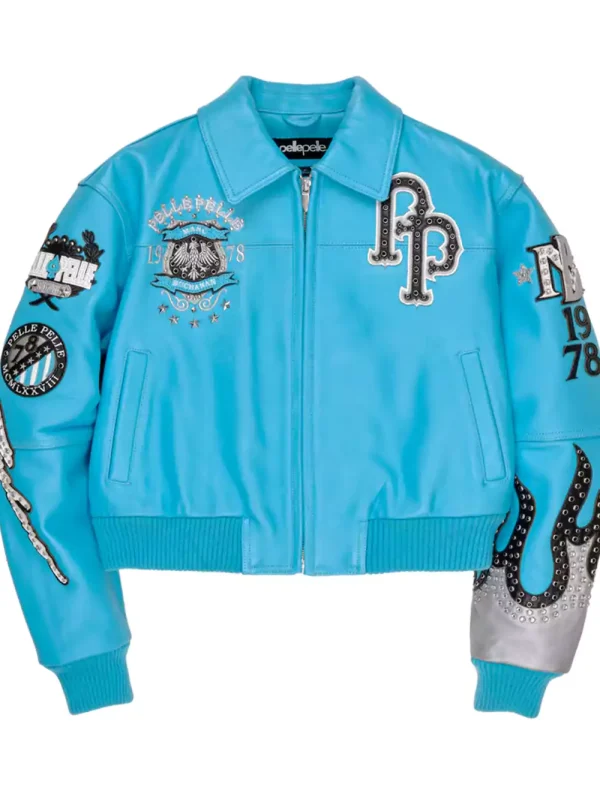 World-Famous-Pelle-Pelle-Womens-Teal-Leather-Jacket.webp